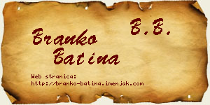 Branko Batina vizit kartica
